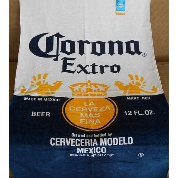 New Corona Extra Bottle Label Beer Beach Bath Pool Gift Towel Cerveza NWT Logo - Picture 3 of 3